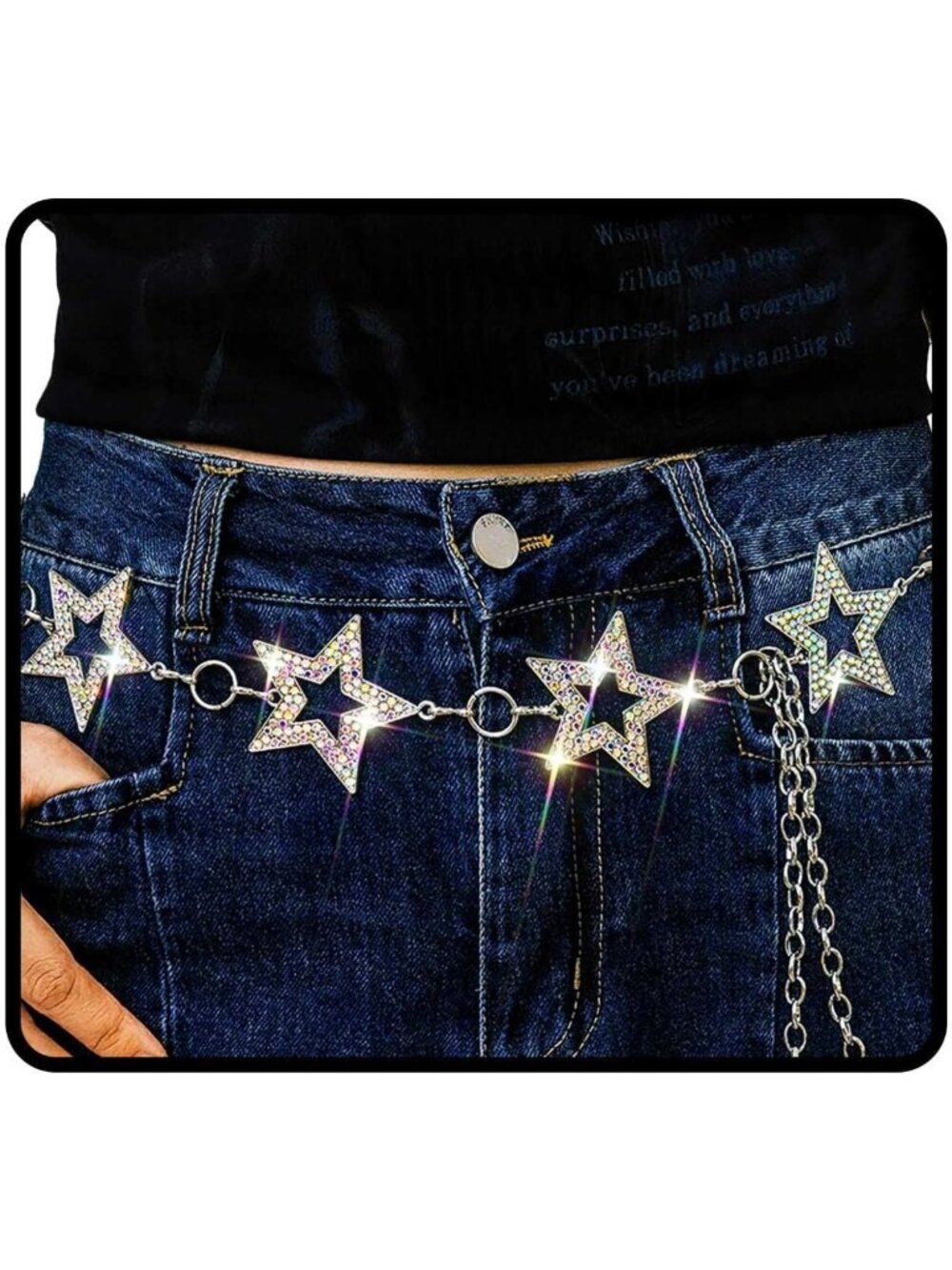 Sparkly Rhinestone Star Chain Belt | Crystal Waist Jewelry for Women, Statement